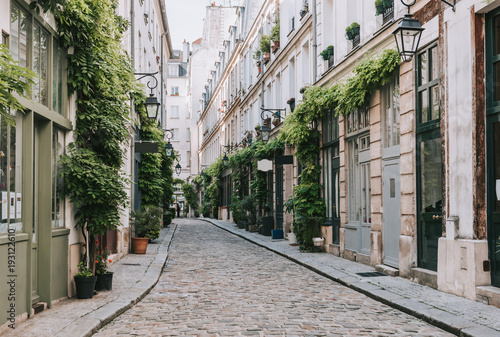 Cozy street in Paris, France photo