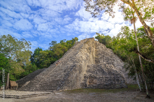 Nohoch Mul Pyramid in Coba ancient Mayan city