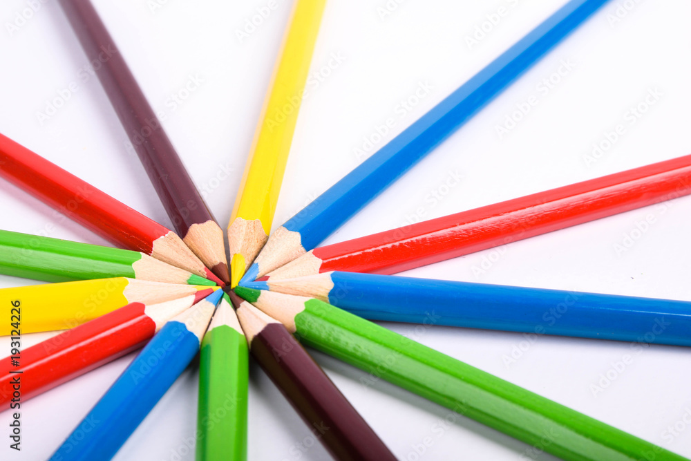 Colorful pencils pattern isolated on white background. Top view colorful of color pencils.Colored pencils, isolated on the white background. Color pencil with copy space isolated on white background, Colorful pencils pattern isolated on white background. Top view colorful of color pencils.Colored pencils, isolated on the white background. Color pencil with copy space isolated on white background,