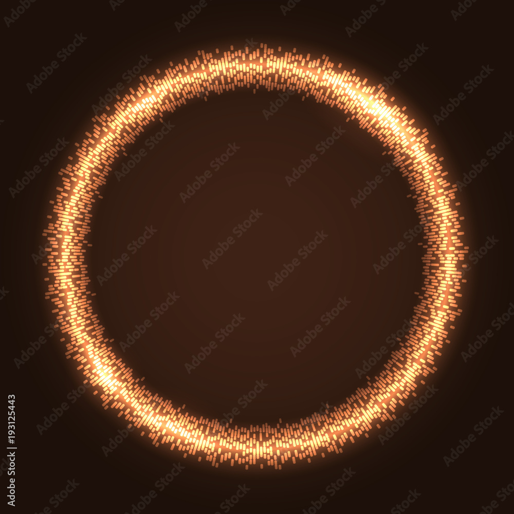 Gold digital equalizer. Glitter circle frame.Technology background. Easy to recolor. Eps10 vector. Gold digital equalizer. Glitter circle frame.Technology background. Easy to recolor. Eps10 vector.