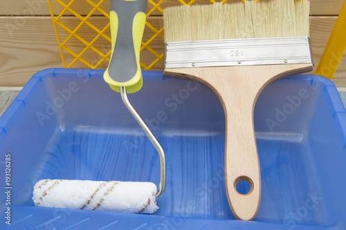 a set of tools for painting a house photo