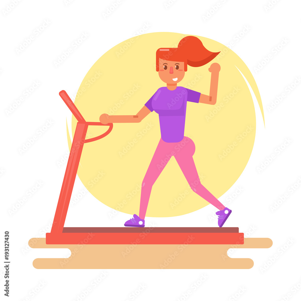 Woman on a treadmill. Woman on a treadmill.