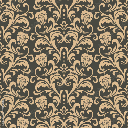 Wallpaper in the style of Baroque. A seamless vector background. Floral ornament. Graphic vector pattern