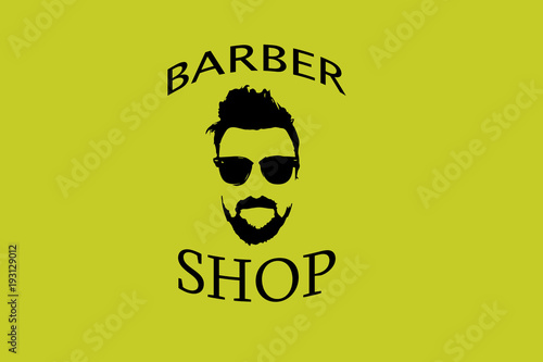 icon for a barber shop on a yellow background with a silhouette of a man