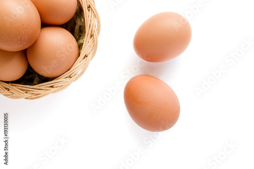 Eggs in the wicker basket o...