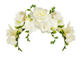 White freesia flowers in a beautiful arch arrangment