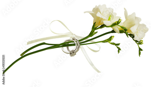 White freesia flowers and t...