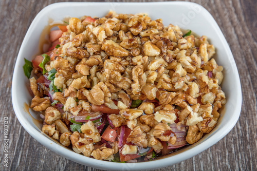 Turkish Gavurdagi Salad with walnut.  photo