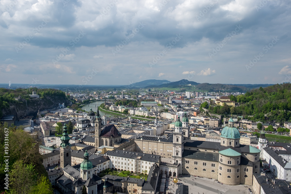 View over the Baroque Old Town, Salzburg Old Town in Austria