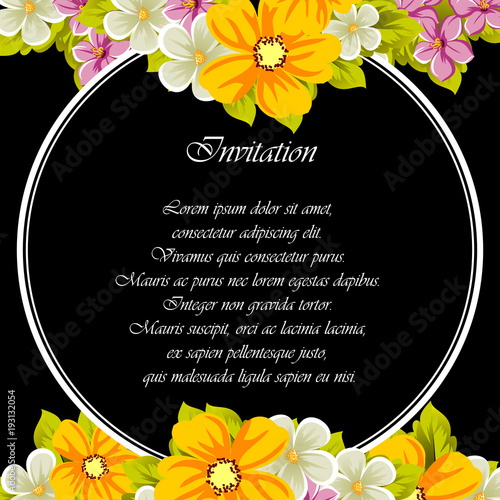 Frame of flowers for design postcards, cards, invitations, greeting cards for birthday, Valentine's day, wedding, party, holiday.