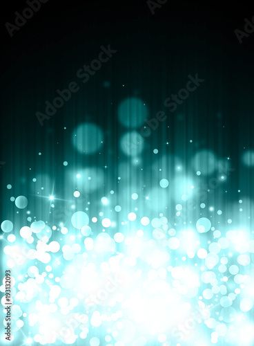 Fototapeta Naklejka Na Ścianę i Meble -  Blue glitter sparkles defocused rays lights bokeh radial vertical  abstract background/texture.