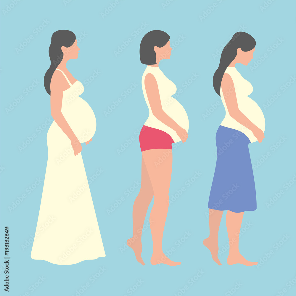  Pregnant woman on blue background