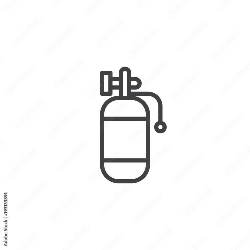Air tank outline icon. linear style sign for mobile concept and web design. Diving cylinders simple line vector icon. Symbol, logo illustration. Pixel perfect vector graphics Air tank outline icon. linear style sign for mobile concept and web design. Diving cylinders simple line vector icon. Symbol, logo illustration. Pixel perfect vector graphics