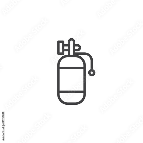 Air tank outline icon. linear style sign for mobile concept and web design. Diving cylinders simple line vector icon. Symbol, logo illustration. Pixel perfect vector graphics