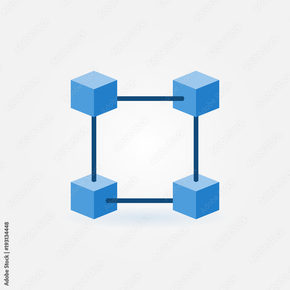 Flat blockchain vector blue icon Flat blockchain vector blue icon