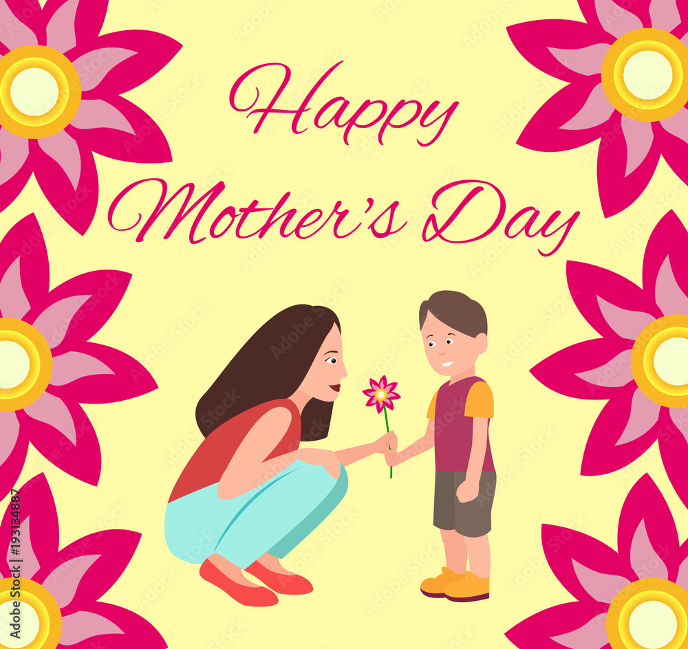 Happy Mothers Day Poster, Vector Illustration Happy Mothers Day Poster, Vector Illustration