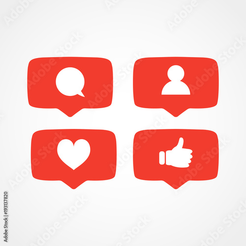 Social network icons pack. Like, comment, follow.