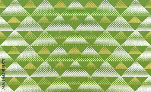 刺繍文様「権太夫金襴（鱗紋）」（和風着物パターン）緑2色