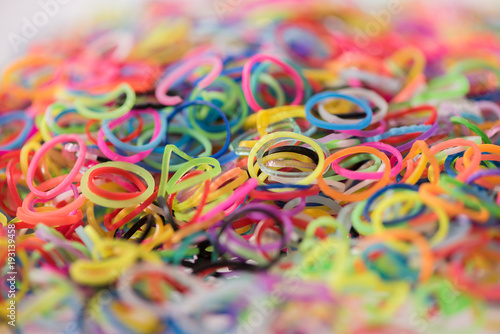 big pile of colorful elastic rubber bands 