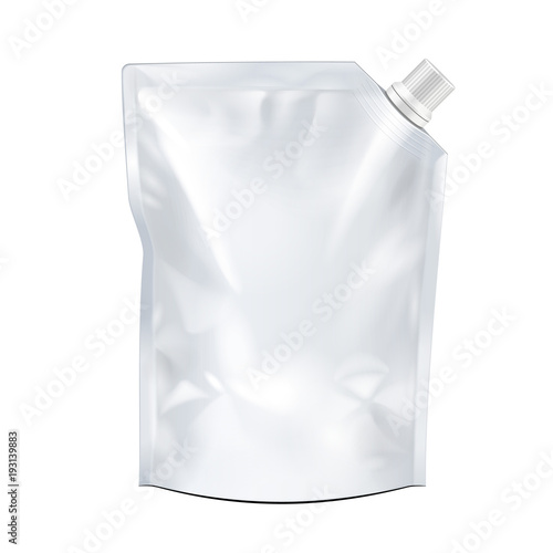 Blank Flexible Stand Up Pouch Bag with Corner Spout Vector EPS10