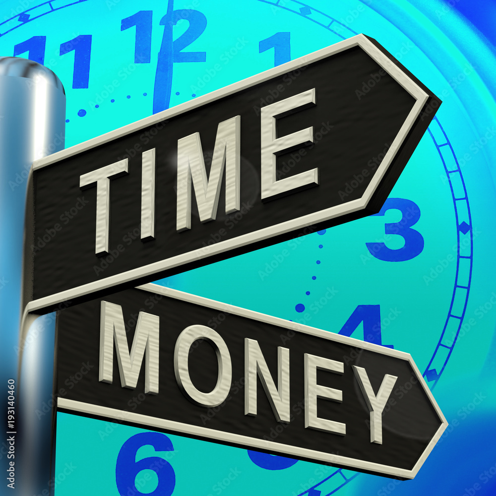 Time Money Signpost Showing Hours Are More Important 3d Illustration Time Money Signpost Showing Hours Are More Important 3d Illustration