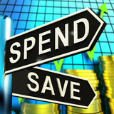 Spend Or Save Signpost Showing Budget Finance 3d Illustration