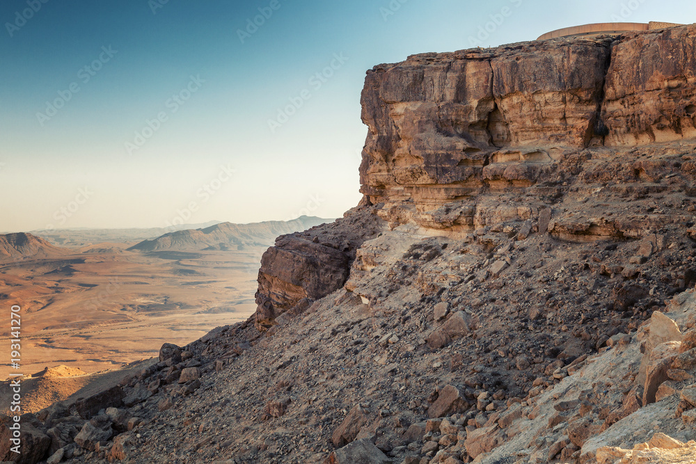 Beautiful landscape in the desert mountain blue sky