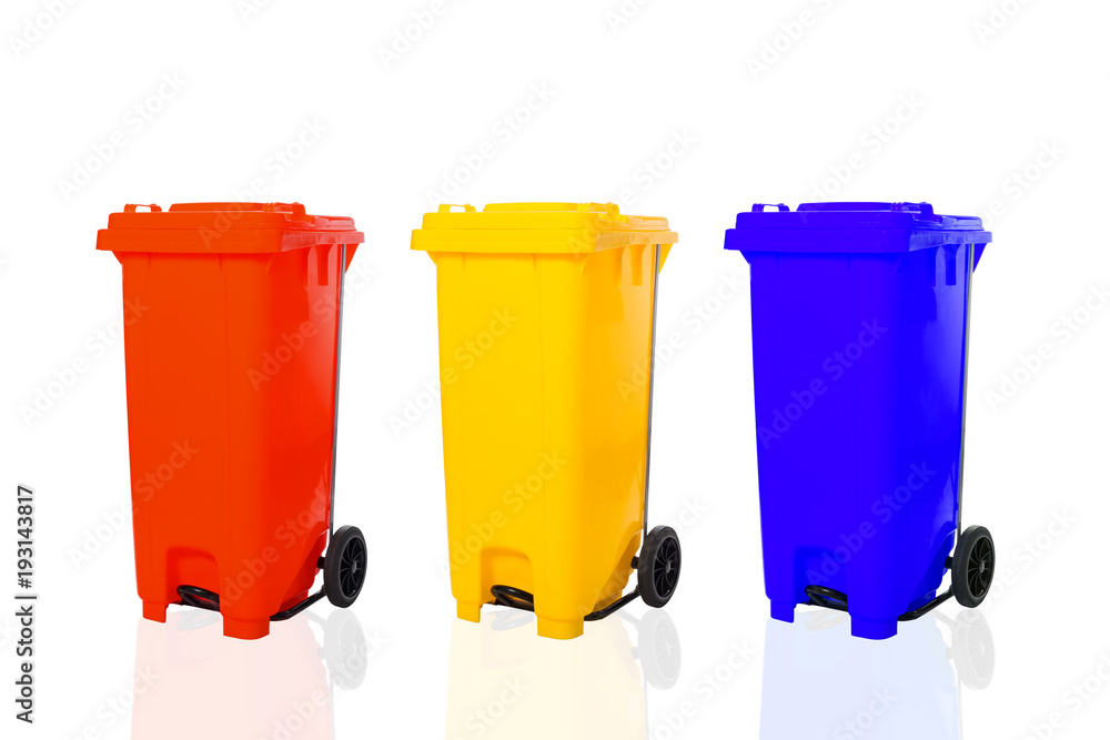 colorful recycle bins isolated on white background colorful recycle bins isolated on white background