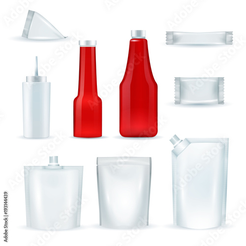 Sauce Bottles Packages Realisic Set