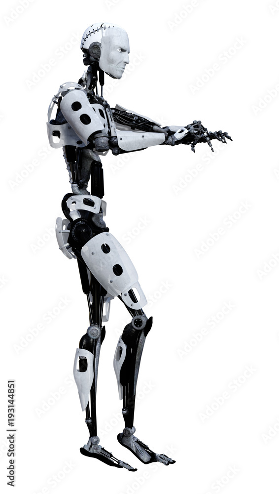 3D Rendering Male Robot on White 3D Rendering Male Robot on White