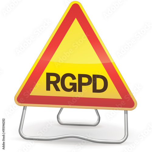 Panneau de danger temporaire RGPD sur trépied (ombre)