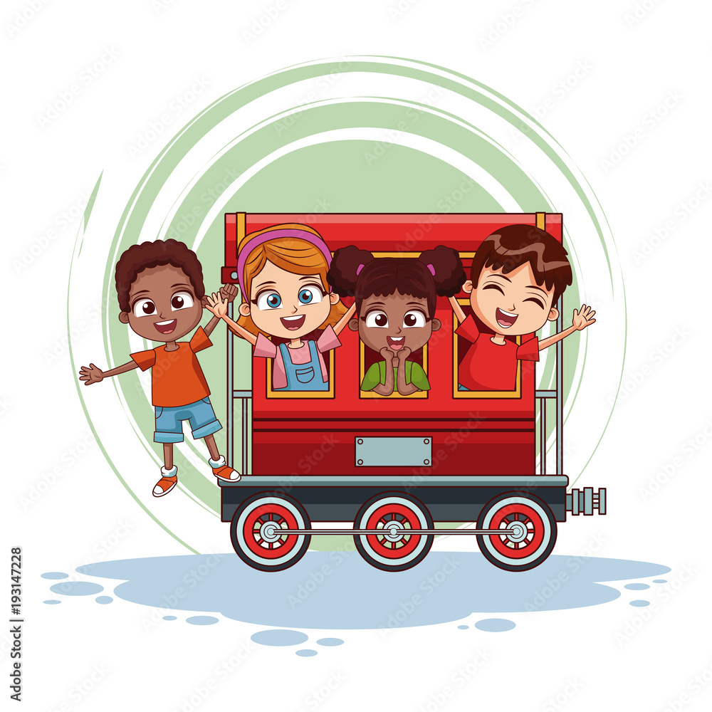 kids on train cartoon vector illustration graphic design kids on train cartoon vector illustration graphic design