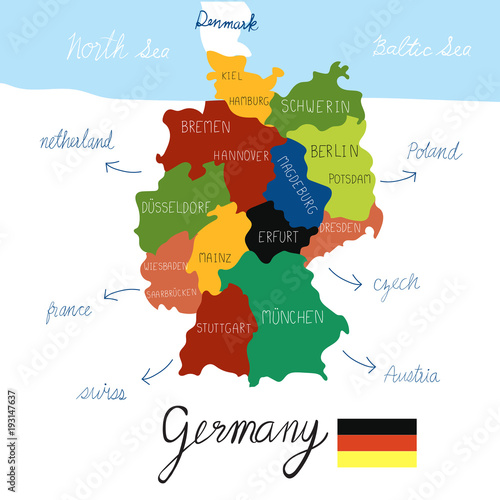 Fototapeta Germany map hand draw vector. illustration EPS10.