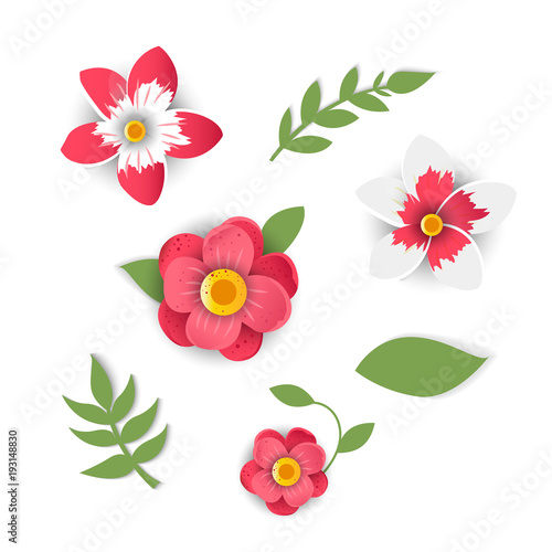 Paper cut style of  bright flowers.