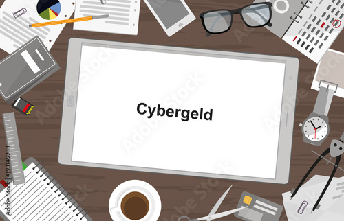 Schreibtisch mit Tablet - Cybergeld