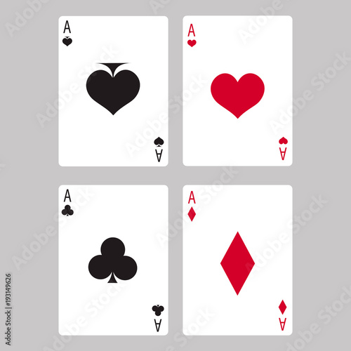 Wallpaper Mural Ace four cards. Playing cards on white background. Vector. Torontodigital.ca