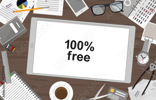 Schreibtisch mit Tablet - App - 100% kostenlos