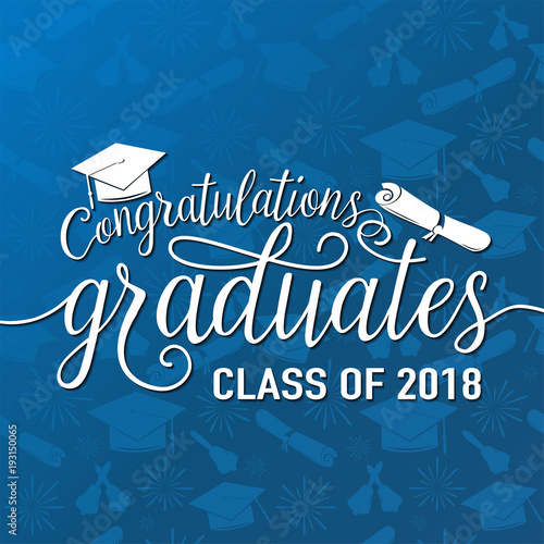 Vector on seamless graduations background congratulations graduates 2018 class