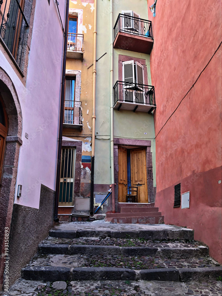 Colorful houses with stairs