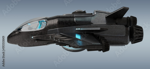Fototapeta Naklejka Na Ścianę i Meble -  Futuristic spacecraft isolated on grey background 3D rendering