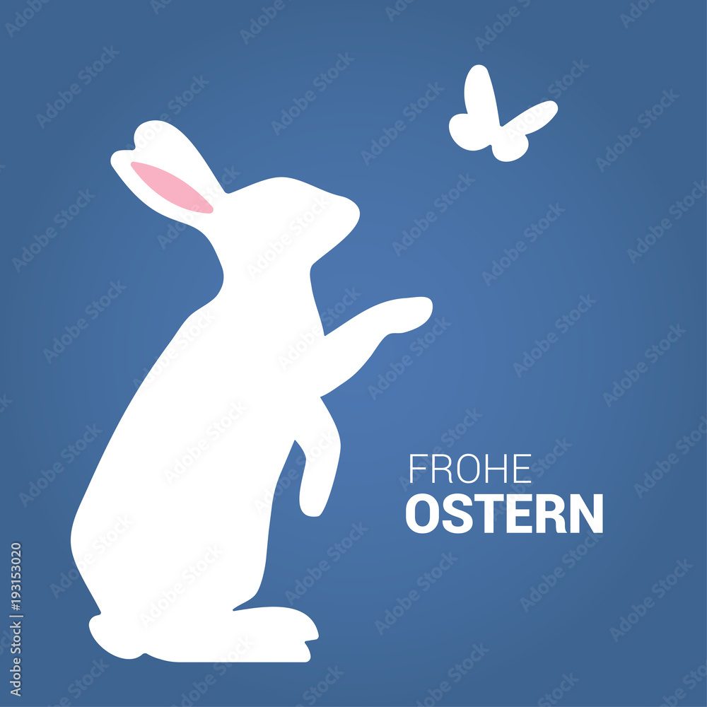 Spruch mit Hase Silhouette in blau Adobe Stock