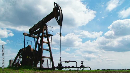 The oil rig is pumping oil