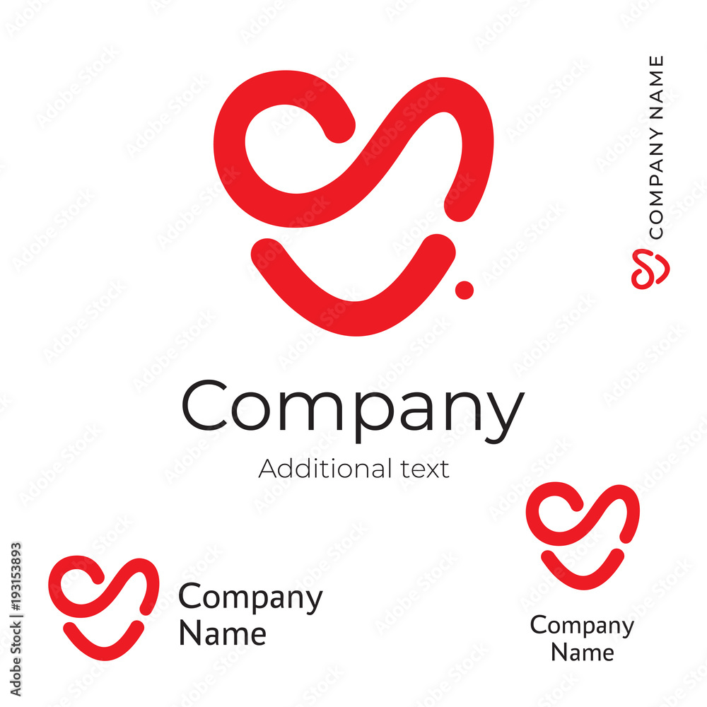 Red Heart Line Logo Modern Love Identity Brand Symbol Icon