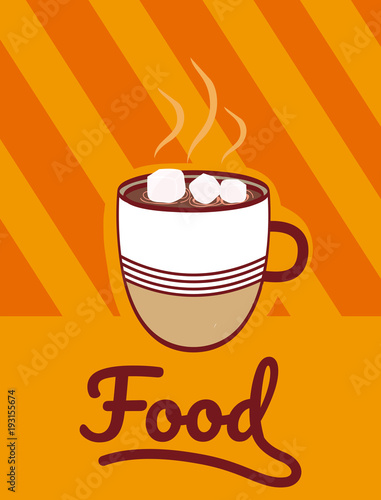 Hot coffee with sugar cubes cartoon menu cover