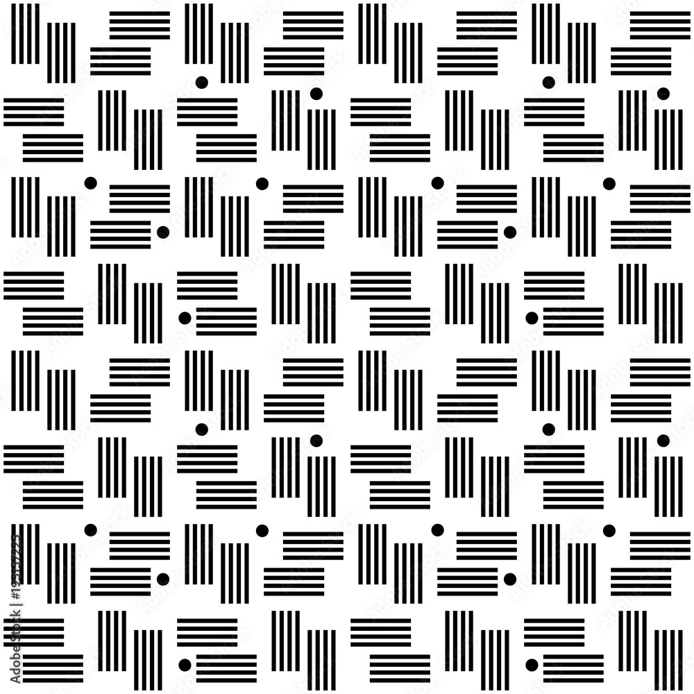 Seamless stripes and dots monochromatic pattern Seamless stripes and dots monochromatic pattern
