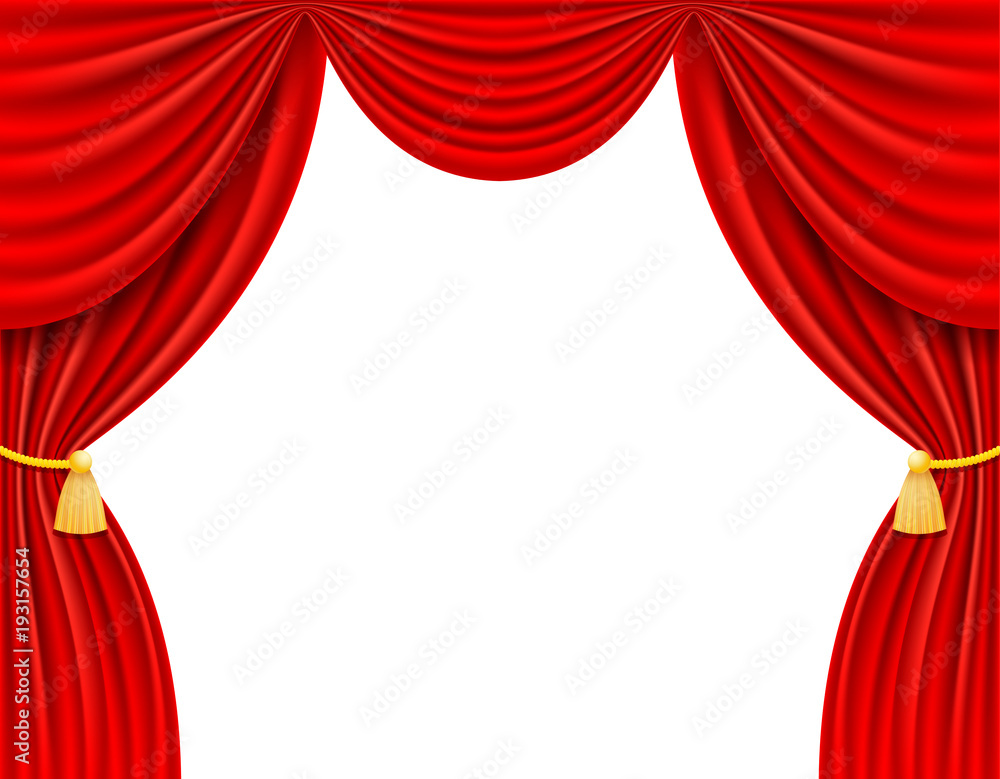 red theatrical curtain vector illustration - obrazy, fototapety, plakaty 