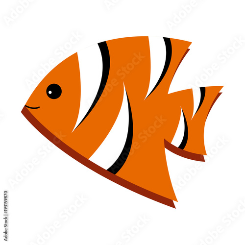 Bright striped fish isolated on white background. Vector illustration