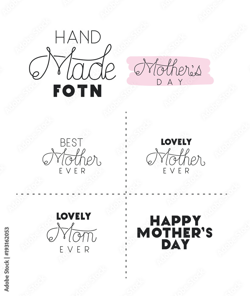mothers day hand made font set vector illustration design mothers day hand made font set vector illustration design