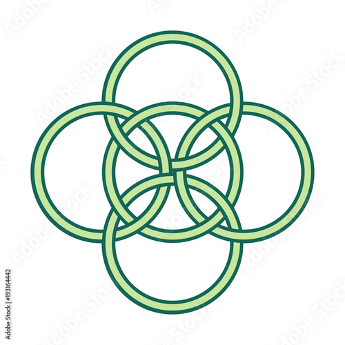 Vector symbol: Five fold celtic knot. Five elements gaelic circle knot.