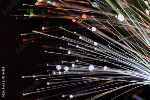 Konstfotografi Abstract background fiber optics close up, computer communication technology